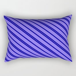 [ Thumbnail: Dark Blue & Medium Slate Blue Colored Lines/Stripes Pattern Rectangular Pillow ]