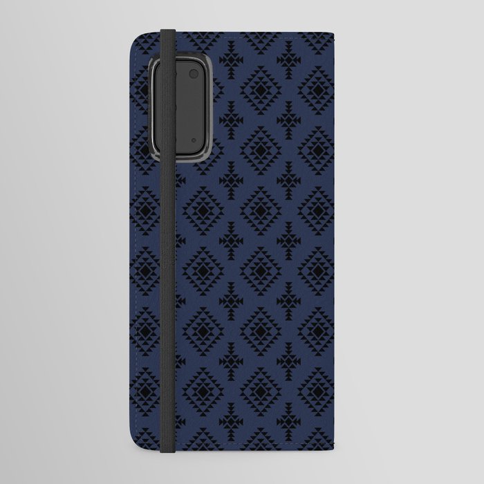Navy Blue and Black Native American Tribal Pattern Android Wallet Case