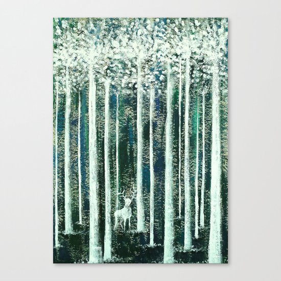 Christmas Stag in the jungle handpainted Canvas Print