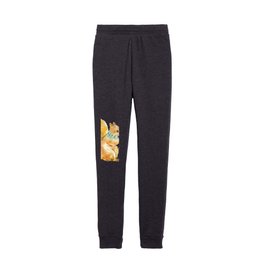 Squirrel with candy stick Christmas watercolor  Kids Joggers