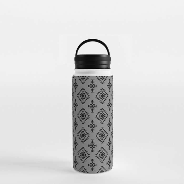 Grey and Black Native American Tribal Pattern Water Bottle