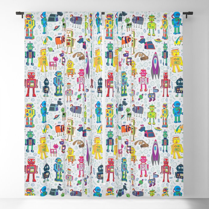 Robots in Space Blackout Curtain