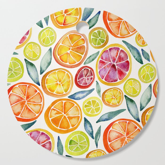Sliced Citrus Watercolor Cutting Board