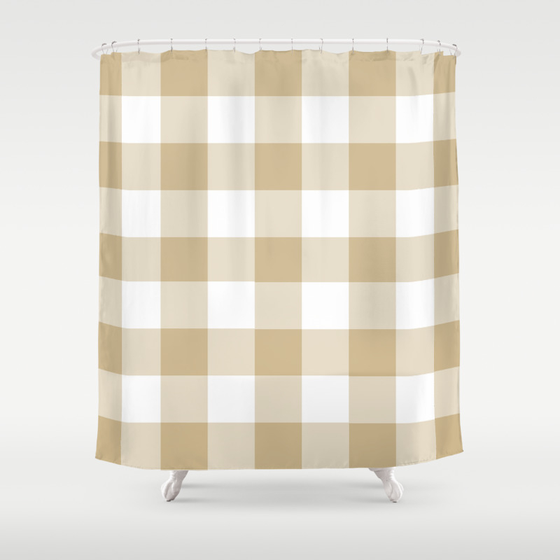 burlap buffalo check shower curtain by suttonplacedesigns