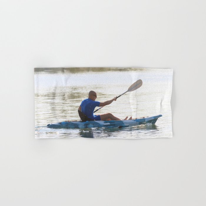 Kayaker Man Paddle Kayak. Kayaking, Paddling, Canoeing. Hand & Bath Towel