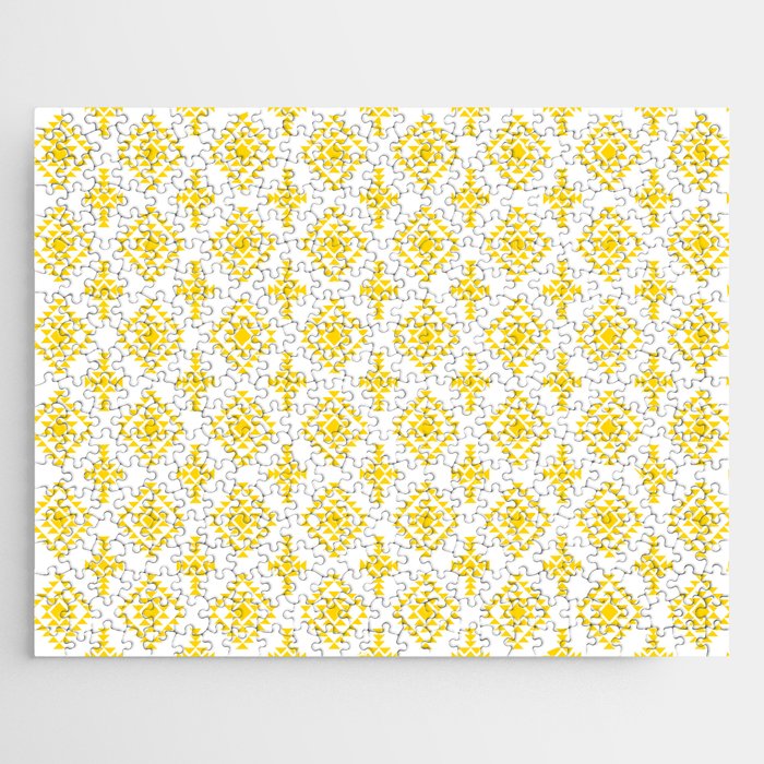 Yellow Native American Tribal Pattern Jigsaw Puzzle