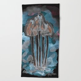 Neon Blue Mushroom Beach Towel