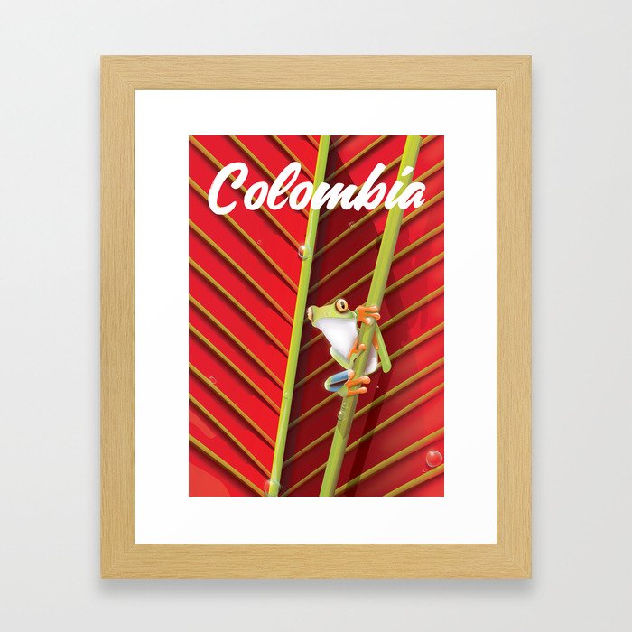 Colombia Frog travel poster. Framed Art Print