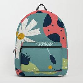 Spring seamless pattern with ladybug and flower Backpack