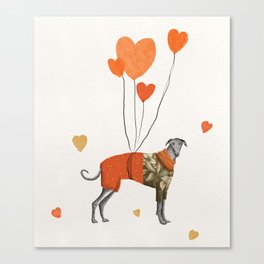 The greyhound with the balloons Canvas Print