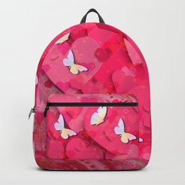 Pink Hearts and Butterflies Graphic Art Backpack
