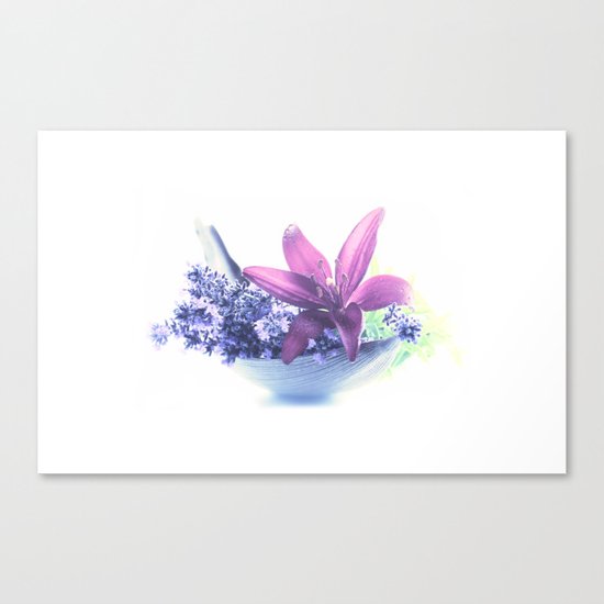 Summer flower pattern lilies and lavender Canvas Print