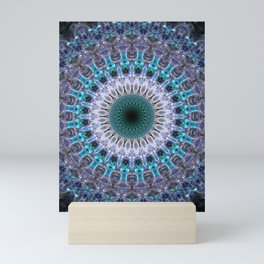 Light blue cold mandala Mini Art Print
