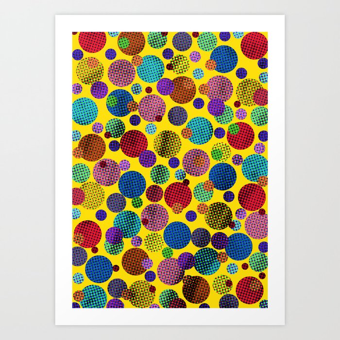 Colourful Retro Dots Art Print