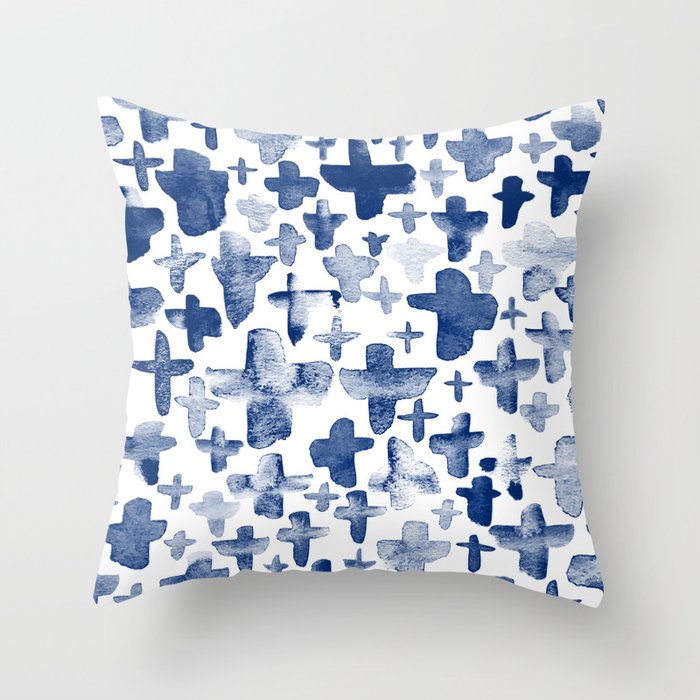Navy Blue Crosses Throw Pillow
