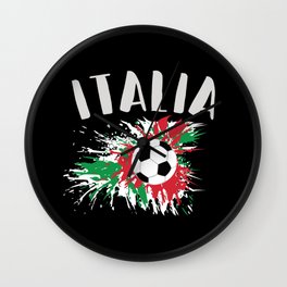 Italy Soccer Ball Grunge Flag Wall Clock