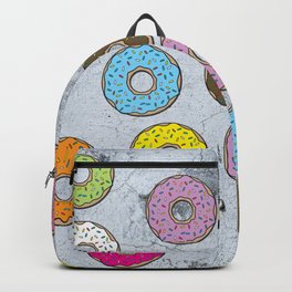 Concrete & Colorful Donuts Pattern Backpack