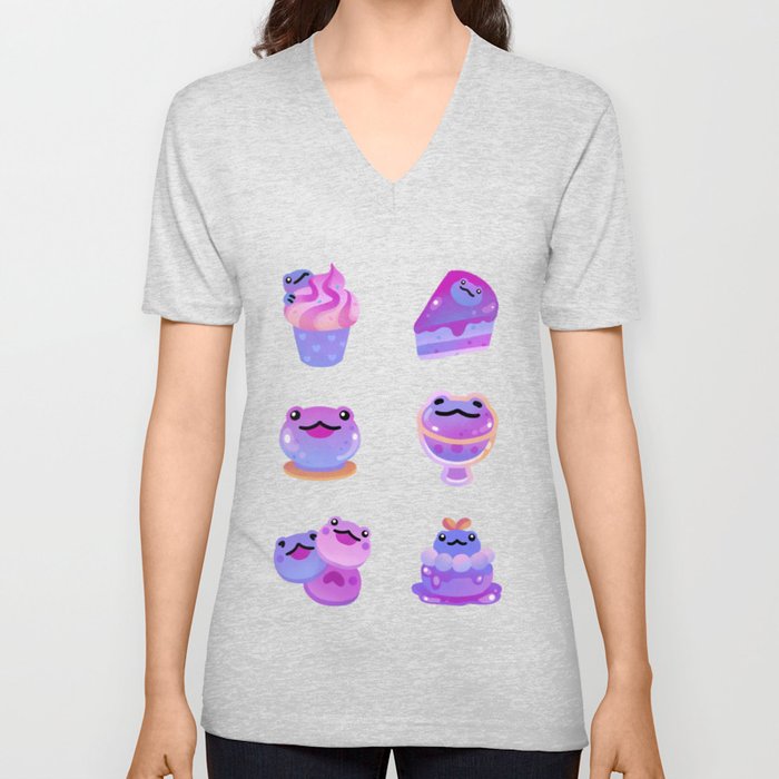 Blueberry frog - dark V Neck T Shirt