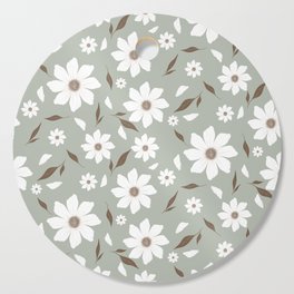 Flowers and leafs light Green  Cutting Board
