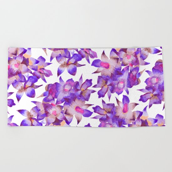 Vintage Floral Violet Beach Towel