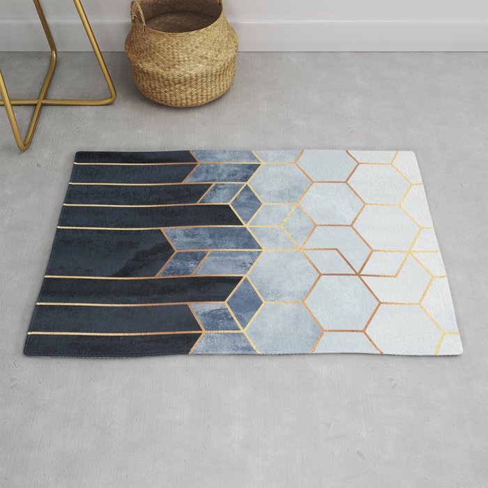 Soft Blue Hexagons Rug by Elisabeth Fredriksson Society6