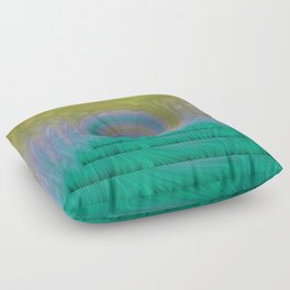 Rippling Spiral in Chartreuse, Silver and Green Floor Pillow