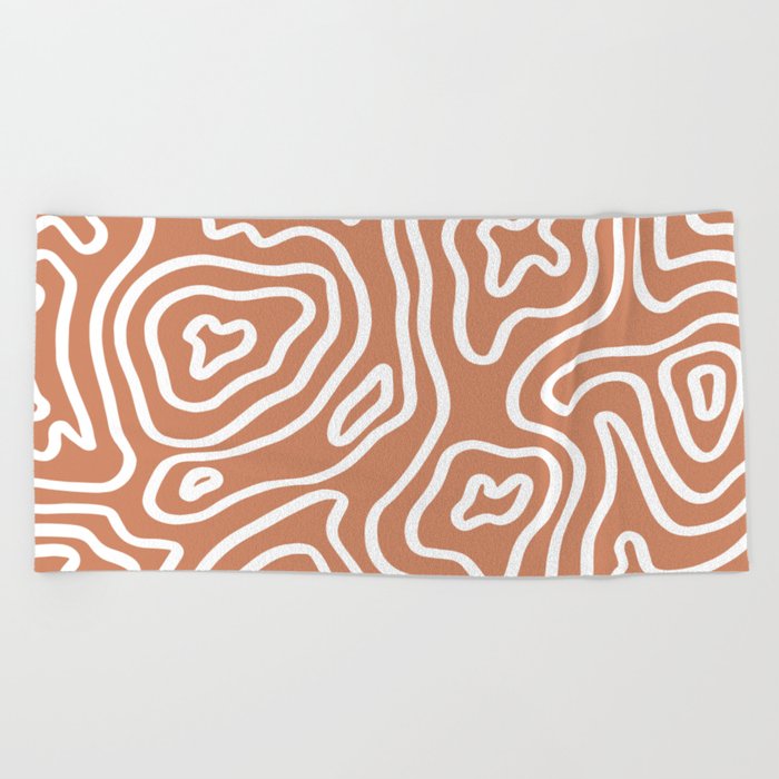 Topographic Abstract | Sunset Orange Beach Towel