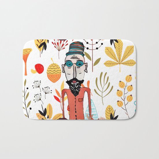 Old floral man Bath Mat