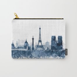 Paris City Skyline Watercolor Blue by zouzounioart Carry-All Pouch | Blueprint, Zouzounioart, Parisdecor, Homedecor, Parisartprint, Parisposter, Cityskyline, Abstractart, Silhouette, Pariswatercolor 