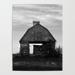Country Corn Crib Black and White Farm Photography Poster