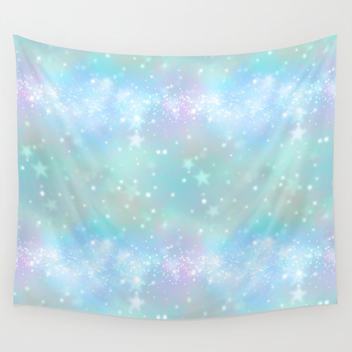 Iridescent Sparkly Stars Pattern Wall Tapestry