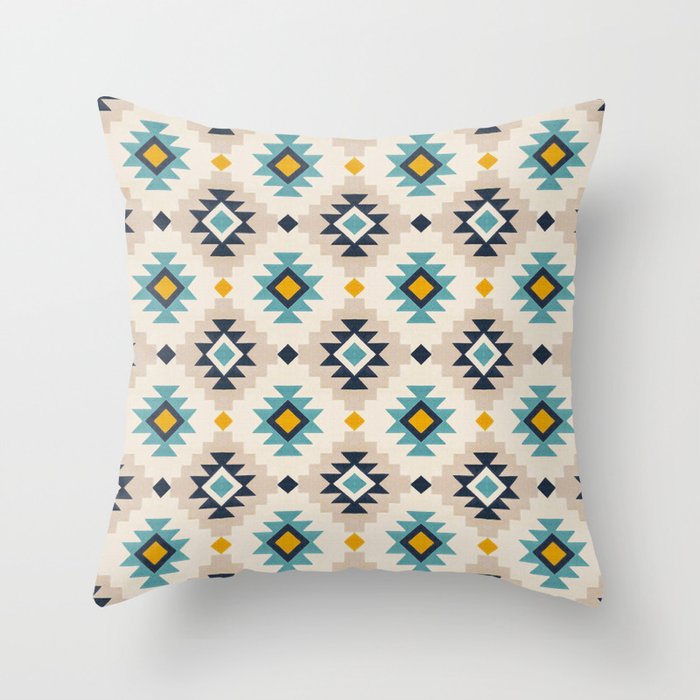 Geometric Oriental Bohemian Traditional Moroccan Style Pattern Throw Pillow