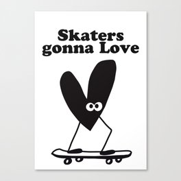 Skaters Gonna Love Black Heart Canvas Print