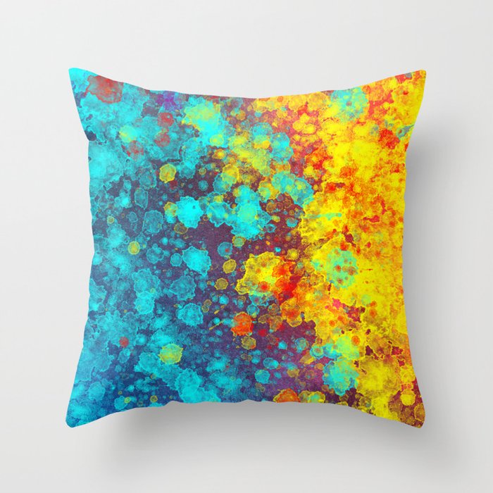 Watercolor and Splatter - Colorful Throw Pillow