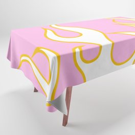 Fire - Colorful Retro Vintage Flame Art Design Pattern in Pink and Yellow Tablecloth