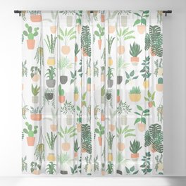 Houseplants pattern 1 Sheer Curtain