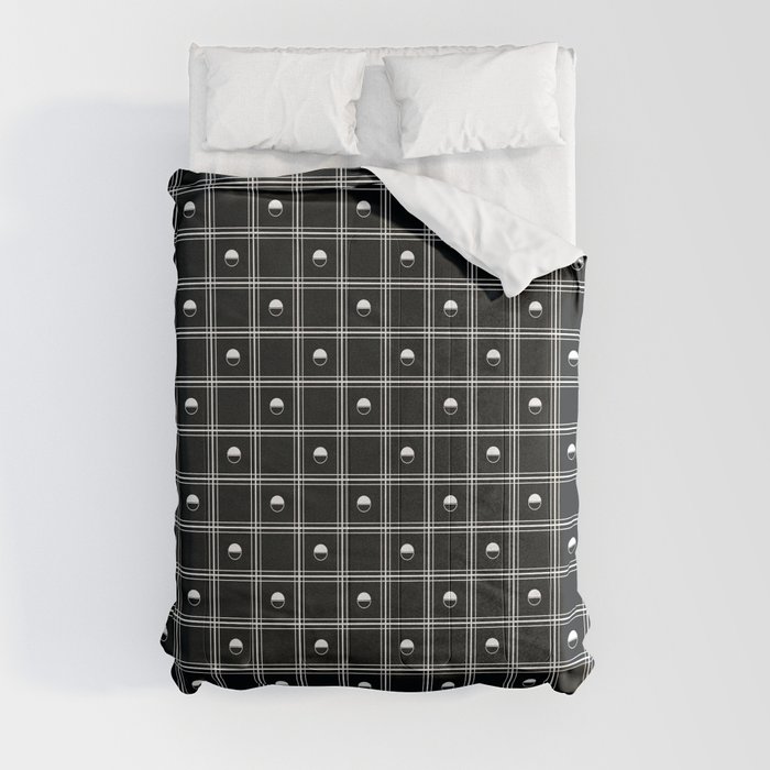 White and Black Geometric Semicircle Plaid Pattern Comforter