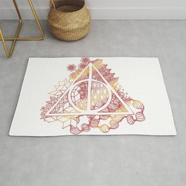 Death Hallow Lion Rug | Red, Drawing, Cloak, Digital, Ink Pen, Potter, Wand, Resurection, Lion, Yellow 