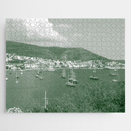 Duo color vintage Bodrum summer sea view with sailing boats from St.Peter's Castle Jigsaw Puzzle