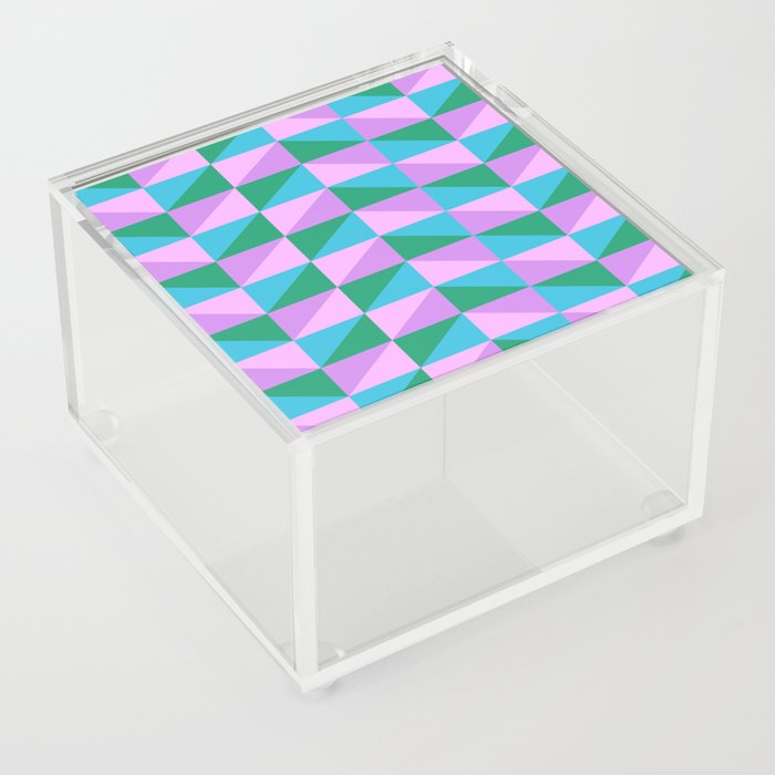 Retro 90s Aesthetic Geometric Pattern in Lavender and Green Acrylic Box