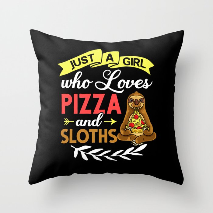 Sloth Eating Pizza Delivery Pizzeria Italian Throw Pillow
