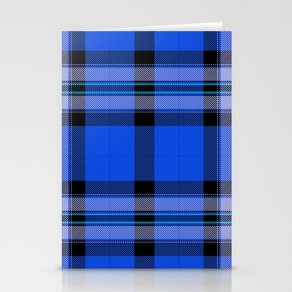 Argyle Fabric Plaid Pattern Blue and Black Stationery Cards