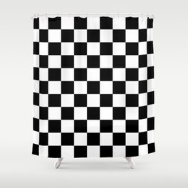 Black And White Checkered Flag Pattern Shower Curtain