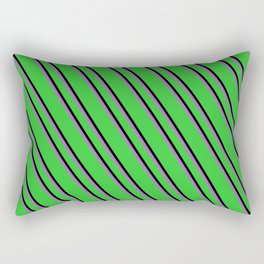 [ Thumbnail: Lime Green, Black, and Orchid Colored Stripes Pattern Rectangular Pillow ]