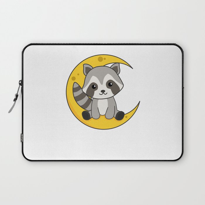 Moon Raccoon Cute Animals For Kids For The Night Laptop Sleeve