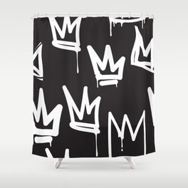 tags seamless pattern. Fashion black and white graffiti hand drawing design texture in hip hop street art style Shower Curtain