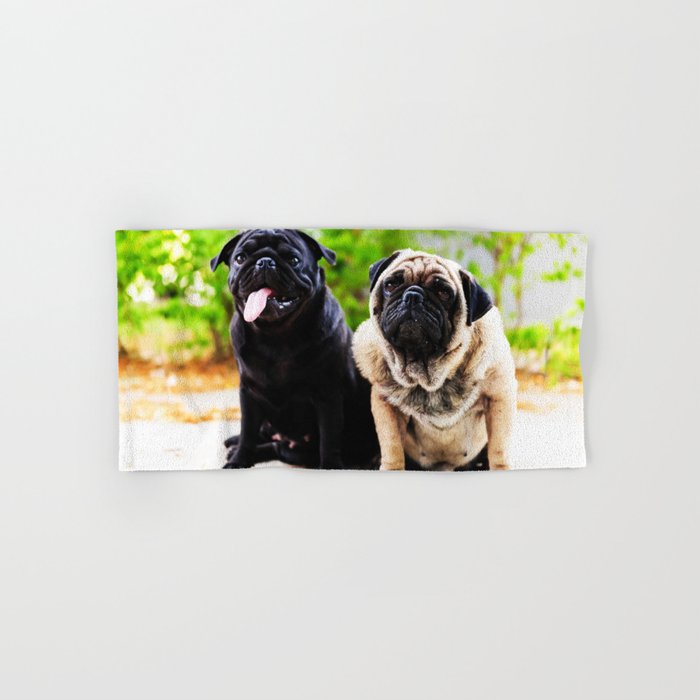 Funny Face Pug Dogfunny Dog Playing Hand & Bath Towel