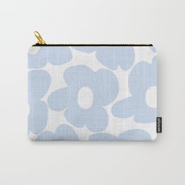 Large Baby Blue Retro Flowers White Background #decor #society6 #buyart Carry-All Pouch