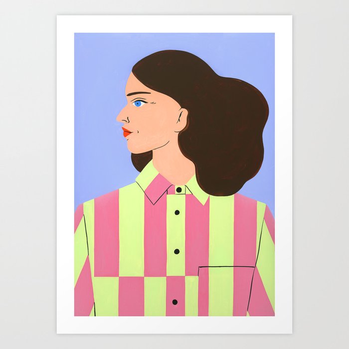 Woman in a striped shirt Art Print