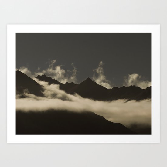 up in the mountains, down on my mind Art Print